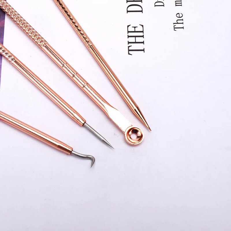 4pcs Blackhead Acne Acne Acne Blemish Remover Stainless Steel Needle Removal Tool Facial Skin Beauty Care Pore Cleanser