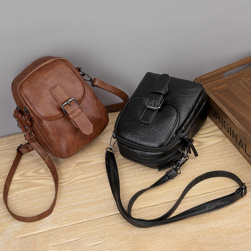Модная мужская сумка в винтажном стиле, Женская однотонная сумка через плечо, Женская Повседневная маленькая сумочка с застежкой