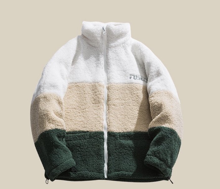 Chaqueta de invierno para hombre, abrigo de algodón de lana de cordero con costuras japonesas en tres colores, bordado con cremallera, 2020