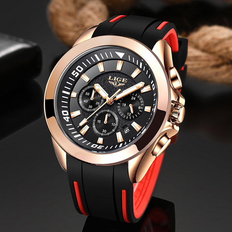 Marca de luxo superior lige relógio masculino alta qualidade esportes cronógrafo quartzo relógios homem presente relógio à prova dwaterproof água relogio masculino