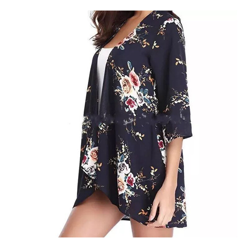 Women's thin all-match jacket, printed bat sleeves, mid-length cardigan top, sexy and charming casual style for daily wear nice