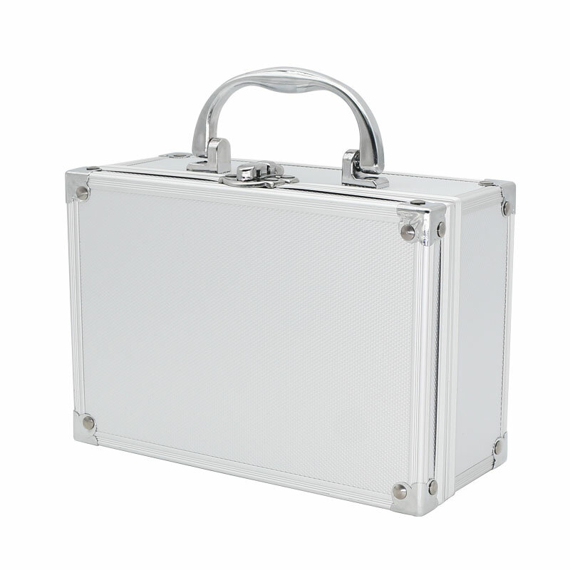 Alumínio Alloy Suitcase Binocular Magnifier Caixa de embalagem, Built-in Bubble Metal Box com trava para Eyeglass Tipo Dental Loupe