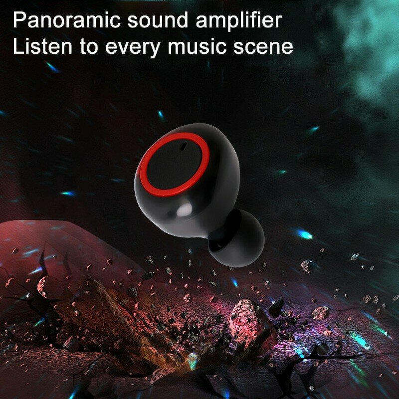 Auriculares inalámbricos Bluetooth 5,0 con control de botones, miniauriculares de larga duración con batería, reducción de ruido y música de alta calidad