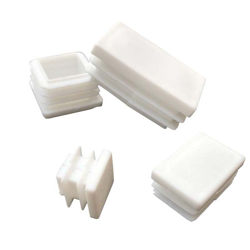Tapón de extremo de plástico blanco cuadrado, 2/10/20 piezas, tapón de inserción de tubo, 10x20mm ~ 100x100mm
