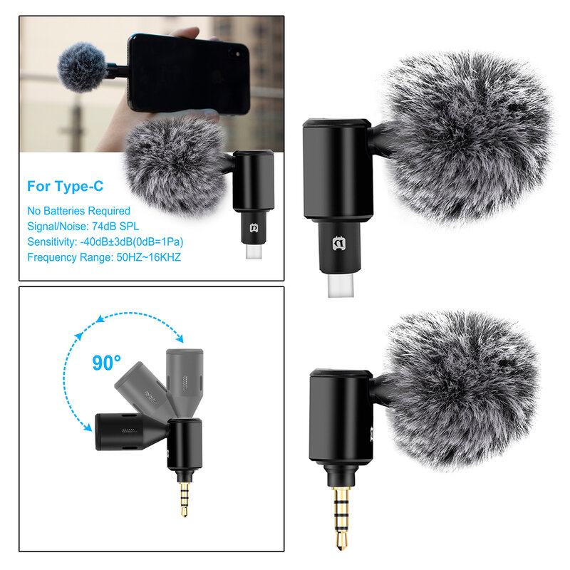 Профессиональный конденсаторный микрофон для телефона, микрофон для iPhone, черные аксессуары