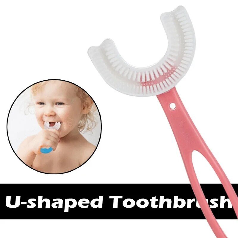 Escova de dentes para crianças em forma de u escova de dentes inteligente 360 graus higiene oral limpeza barush bebê aliciamento kit de cuidados de saúde