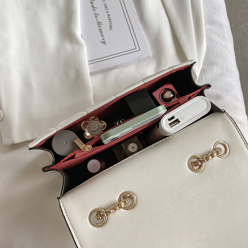 Bolsos de hombro de diseñador de marca para mujer, bolsa cruzada con entramado de diamantes para niña, bandolera con cadena y solapa cuadrada, bolso femenino