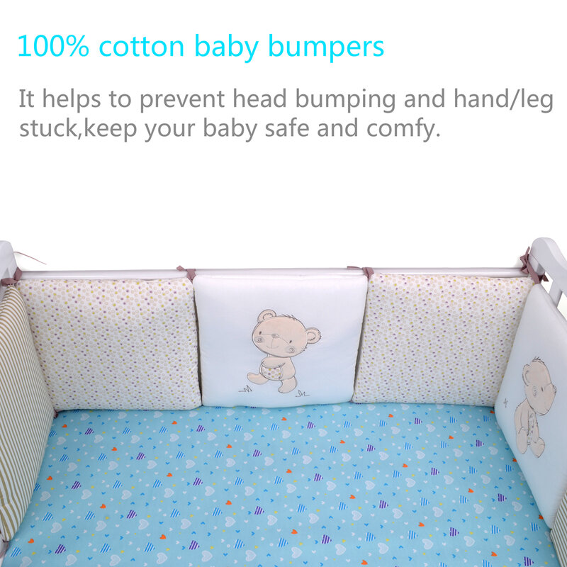 Parachoques para cama de bebé recién nacido, Protector de cuna, decoración para habitación de bebé, ropa de cama, cojín de cuna para parachoques infantil, 6 unids/lote