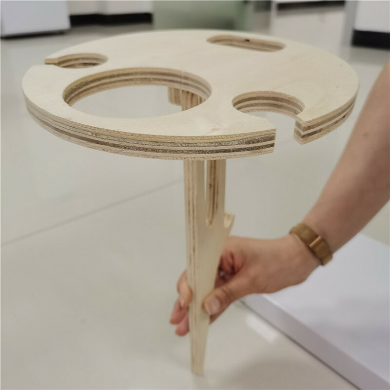 Collapsible Wooden Wine Table Round Desktop Portable Picnic Table Wine Racks For Outdoor Picnic Camping Party Wine Holders