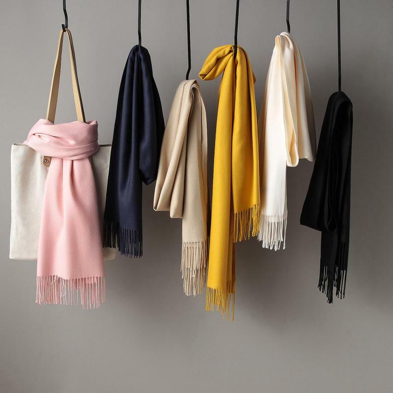 Color cashmere scarves with tassel lady spring autumn thin long scarf high quality female shawl hot sale men scarf Women solid