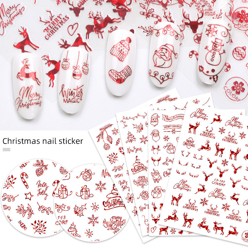 1 Stuks Stickers Voor Kerst Nagels Decals Sneeuwvlokken Enveloppen Kerstmissneeuwman Decoraties Voor Winter Nagels Manicure Gereedschap