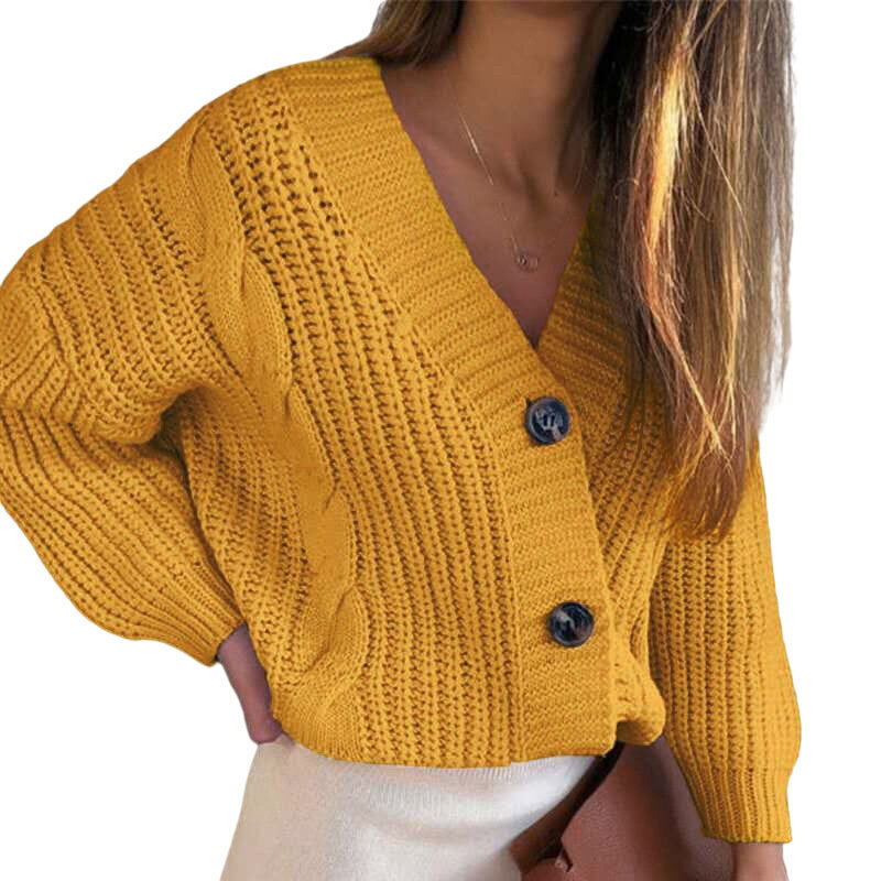 여성용 스웨터 가을/겨울 2021 새로운 느슨한 트위스트 버튼 두꺼운 라인 단색 가디건 도시 트렌드 청소년 시리즈 대형