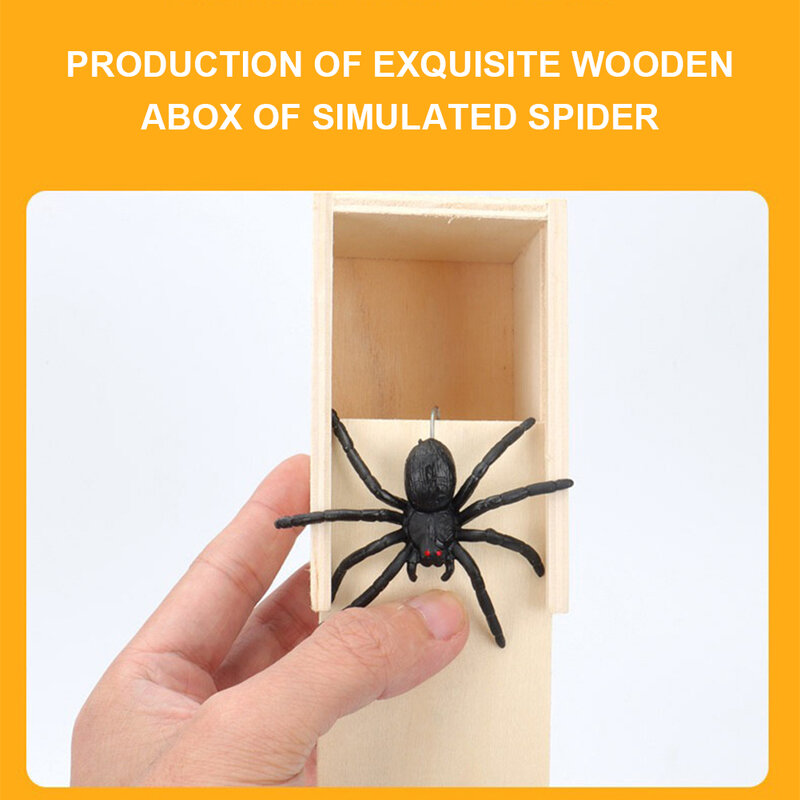 Rato aranha caixa surpresa piada divertido assustar presentes brincadeira brincadeira brinquedos para adultos brinquedo complicado caixa de madeira assustada paródia assustador pequeno bug