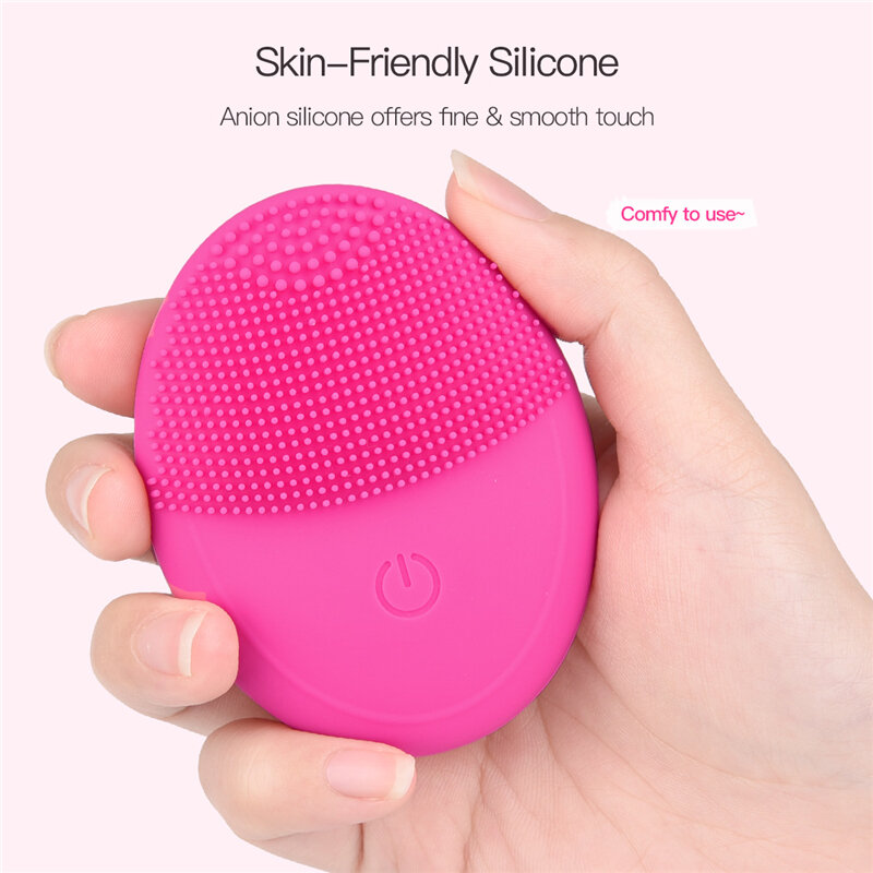 Mini Facial Cleaning Brush USB Rechargeable Electric Face Cleaner Portable Deep Cleansing Massager Waterproof Beauty Device 45