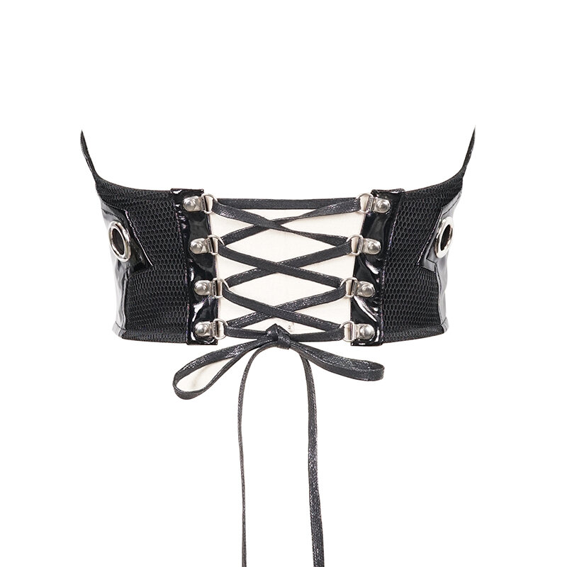 Cinturón gótico negro con cadena, accesorios para baile de graduación, corsé Delgado Punk