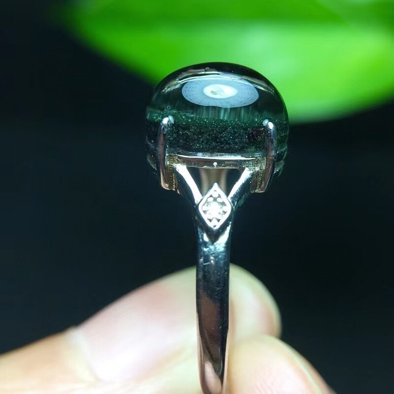 Naturalna zieleń Phantom Quartz regulowany owalny pierścień 10-7mm 925 srebrny rzadki prezent biżuteria AAAAA