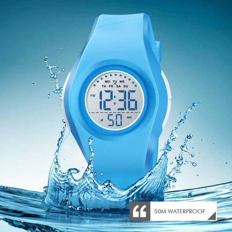 SKMEI-reloj impermeable para niños y niñas, relojes deportivos digitales LED, de plástico, con alarma y fecha, informal, regalo selecto