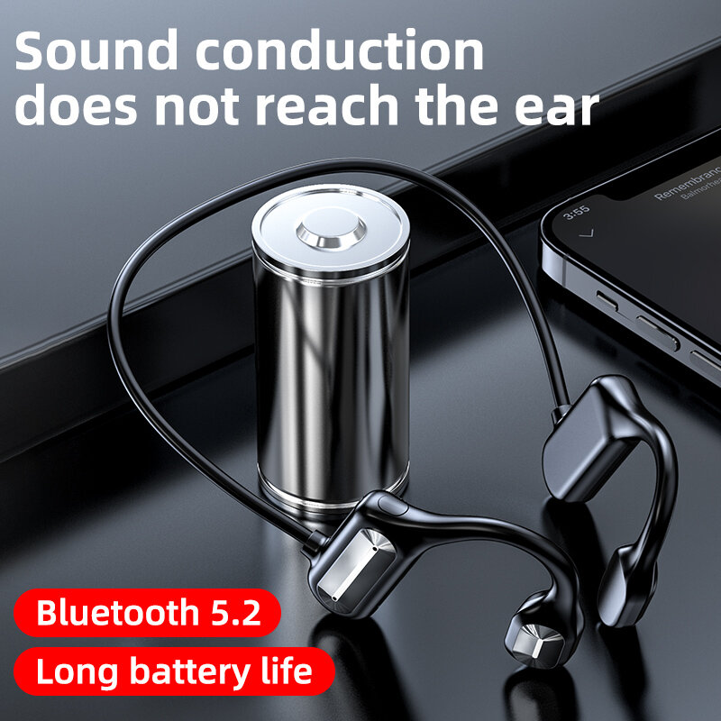 Auriculares de conducción ósea con Bluetooth, auricular inalámbrico de deporte, estéreo, manos libres, con micrófono para correr, novedad de 2021