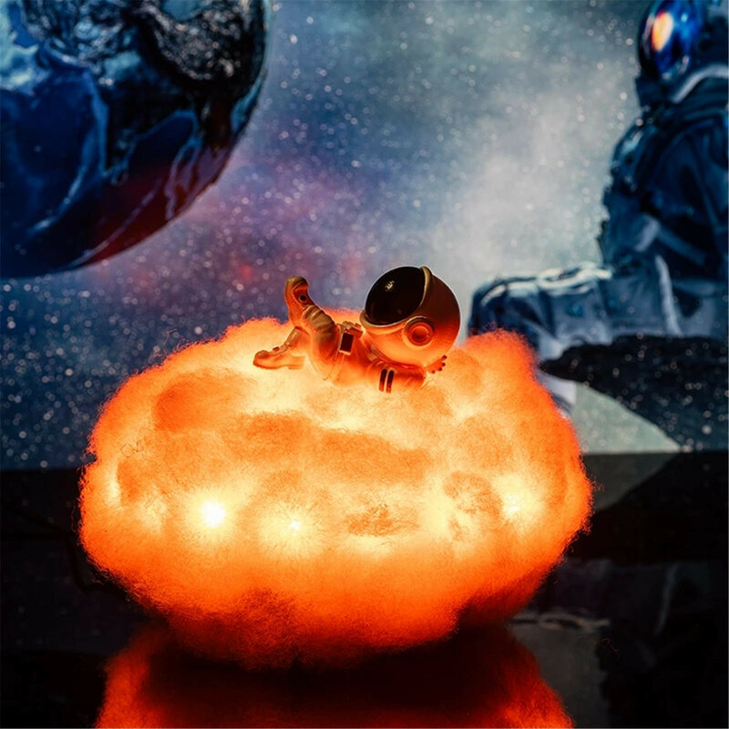 Led 무지개 효과 야간 조명, 다채로운 구름 우주 비행사 램프 어린이 야간 조명 크리에이티브 생일 선물