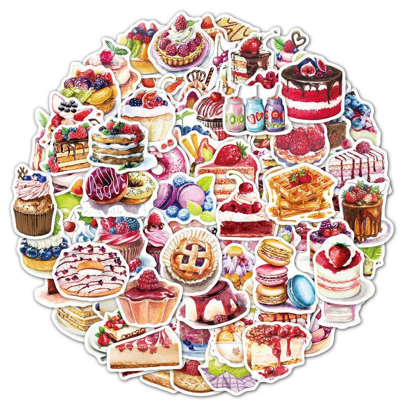 Наклейки с изображением торта и еды, 10/30/50/100 шт.
