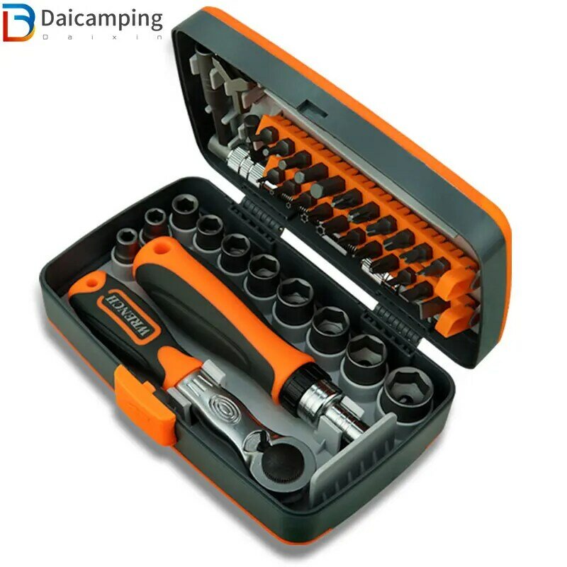 Daicamping 38-In-1 Labor-Saving Ratchet Multi Tools Screwdriver Set Household Combination Toolbox Hardware screw Hand Tools Sets