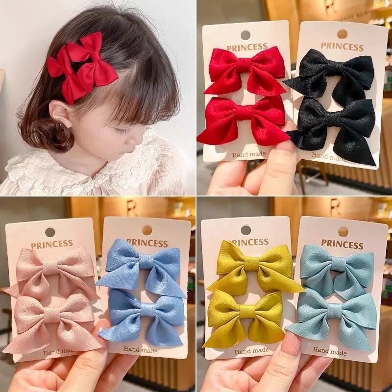 2Pcs Summer Children's Bow Hair Clip, Girl, Princess, Cute Korean Decorative Hair Clip, Female Hair Clip Butterfly Clip