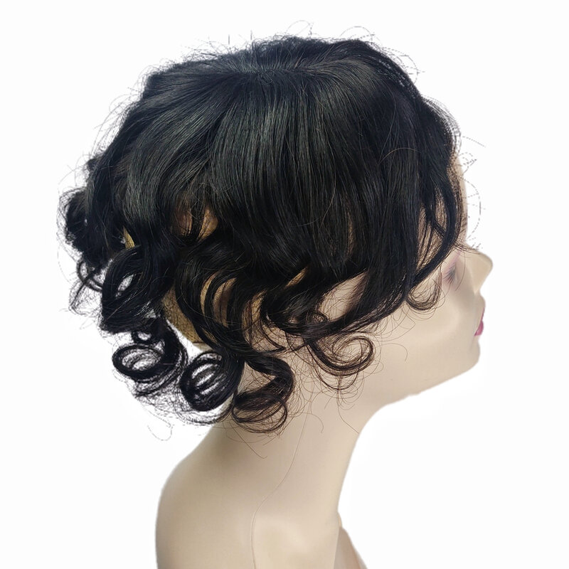 Halo Lady Beauty-accesorios para el cabello con flequillo para mujer, accesorios para el cabello con Clip en Corona, cabello humano con volumen, flequillo, ondulado, máquina brasileña no Remy