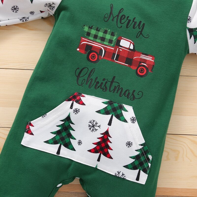 ทารกแรกเกิด Romper ชุดเด็กทารก Christmas Tree พิมพ์ชุดเสื้อผ้าชุดเด็กทารกชุดเสื้อผ้าโดยรวมทารก Rompers Jumpsuit