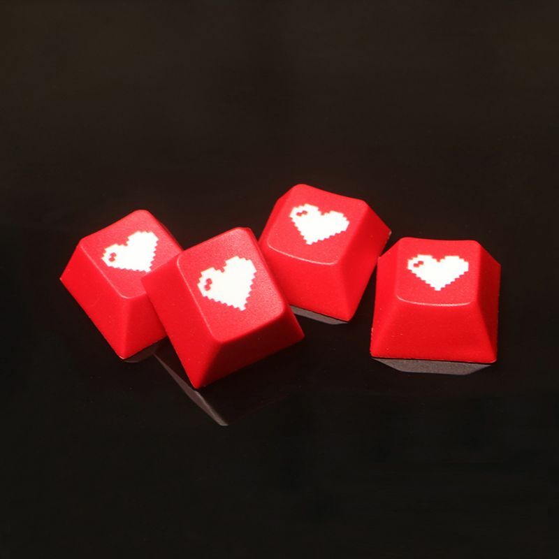 Perfil de cereza de amor rojo, escultura de tinte Dip Dye, teclado PBT, tecla grabada, corazón pixelado, envío directo