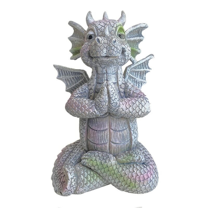 Drago da giardino statua medita piccola forma di dinosauro meditazione scultura ornamento in resina cortile esterno decorazione drago meditato