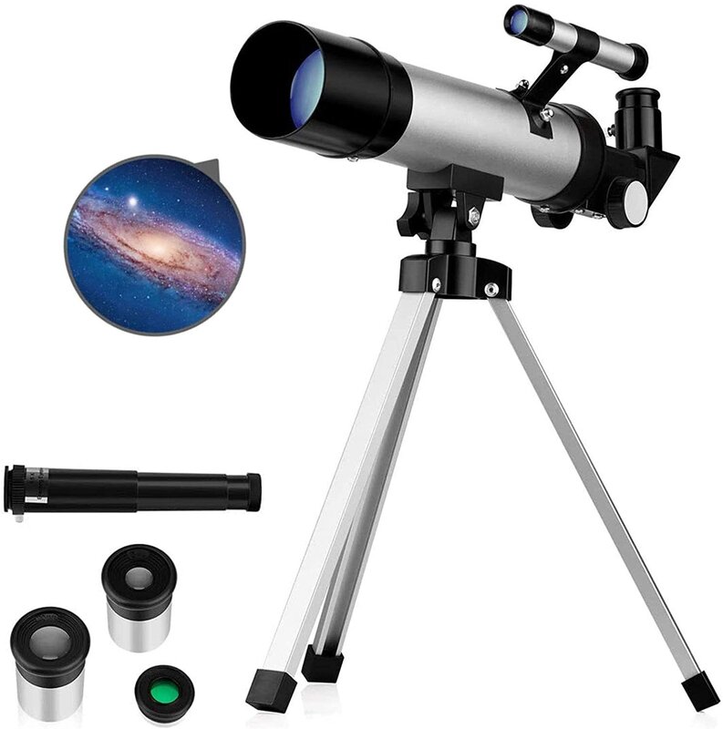 Timisea-telescopio para niños, telescopio para principiantes de astronomía, con capacidad de aumento de 90x, incluye dos oculares de sobremesa