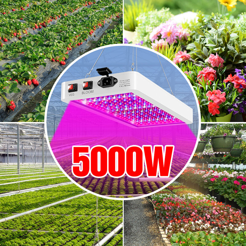 Светодиодный толампа светодиодная полного спектра для выращивания растений, 4000/5000 Вт, 220 В