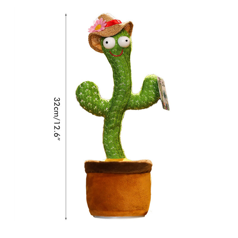 Peluche de cactus parlante para niños, juguete electrónico de felpa con canción, en maceta, Educación Temprana