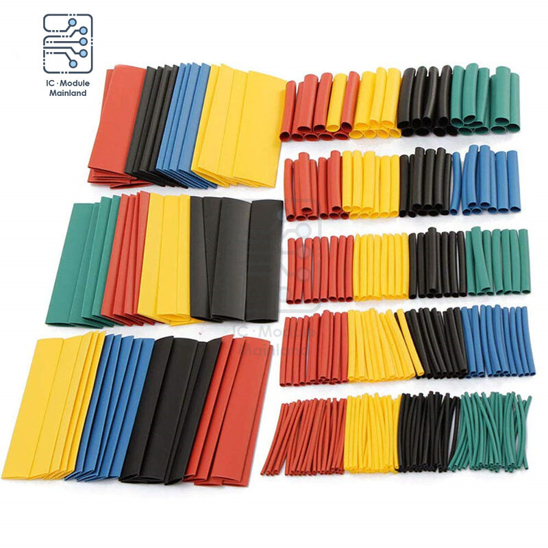 Kits de tubes thermorétractables en polyoléfine, couleur mixte, 8 tailles 1-14mm 2:1, 400 pièces