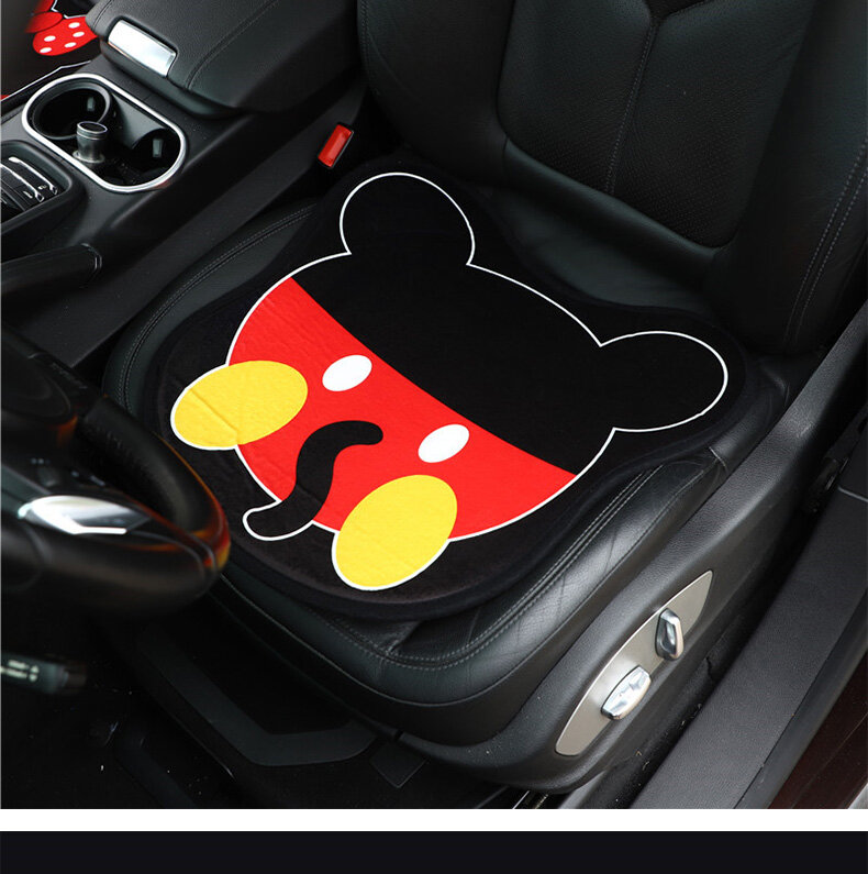 Almofada para carro com desenho animado mouse universal adorável almofada única pelúcia fofa calor três peças assento traseiro