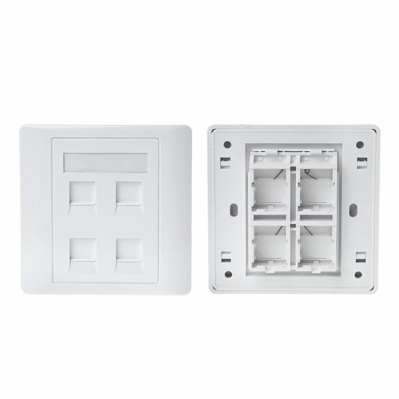 86 Type White Faceplate Wall Plate Socket Four Ports Network LAN Telephone Panel RJ45 Plug U1JA