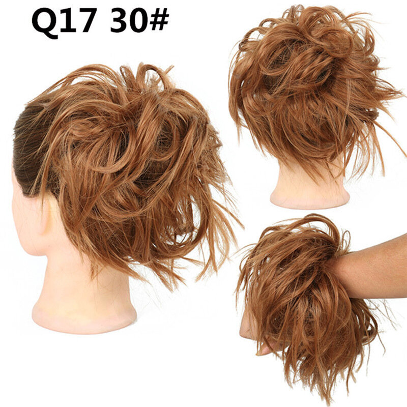Cymjfc feminino chignon messy cabelo bun scrunchies sintético encaracolado elástico hairband reta updo hairpiece feminino rabo de cavalo headwear