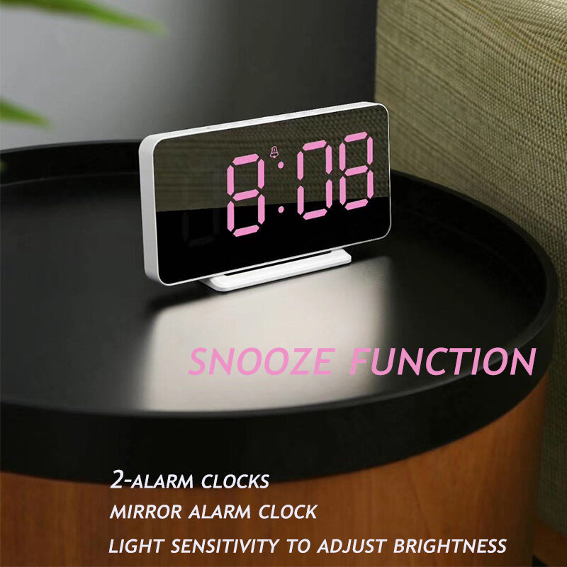 Nordic นาฬิกาปลุกดิจิตอลนาฬิกาผนังแขวน Snooze ตารางนาฬิกาปฏิทินเครื่องวัดอุณหภูมินาฬิกาอิเล็กทร...
