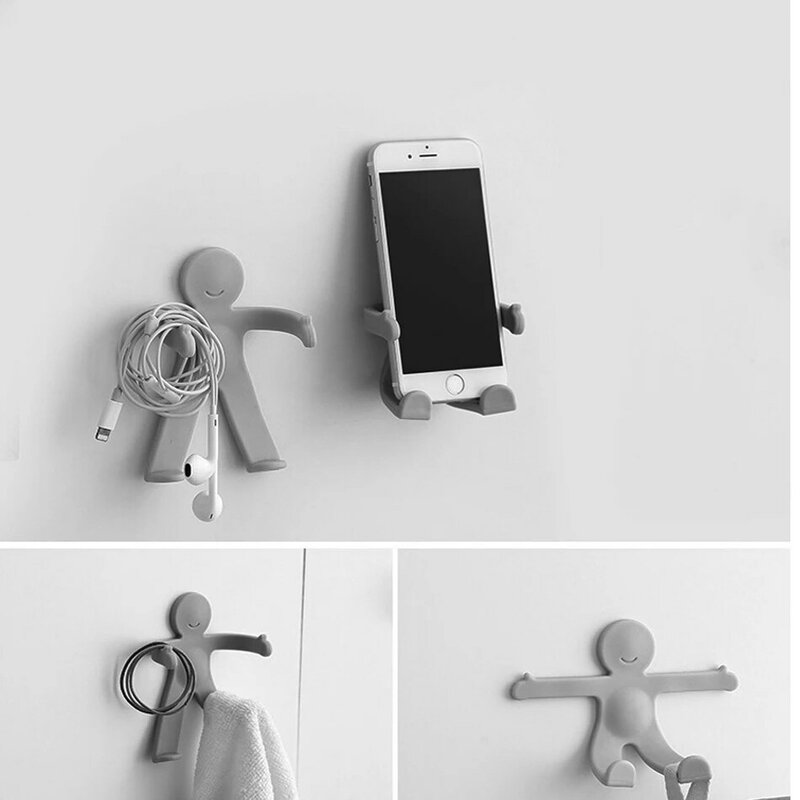 Креативный милый маленький человек настенный простой дизайн, металлический бесшовный брелок для ключей, вешалка для одежды, крючки для укр...