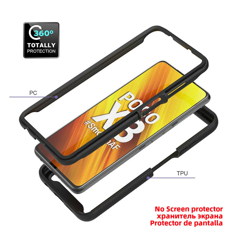 Voor Redmi Poco X3 Nfc Case 360 Full Body Bescherming Telefoon Cover Voor Xiaomi Redmi Note 8 9 S 9 S Pro 10 Lite 9c 9a Schokbestendig Etui