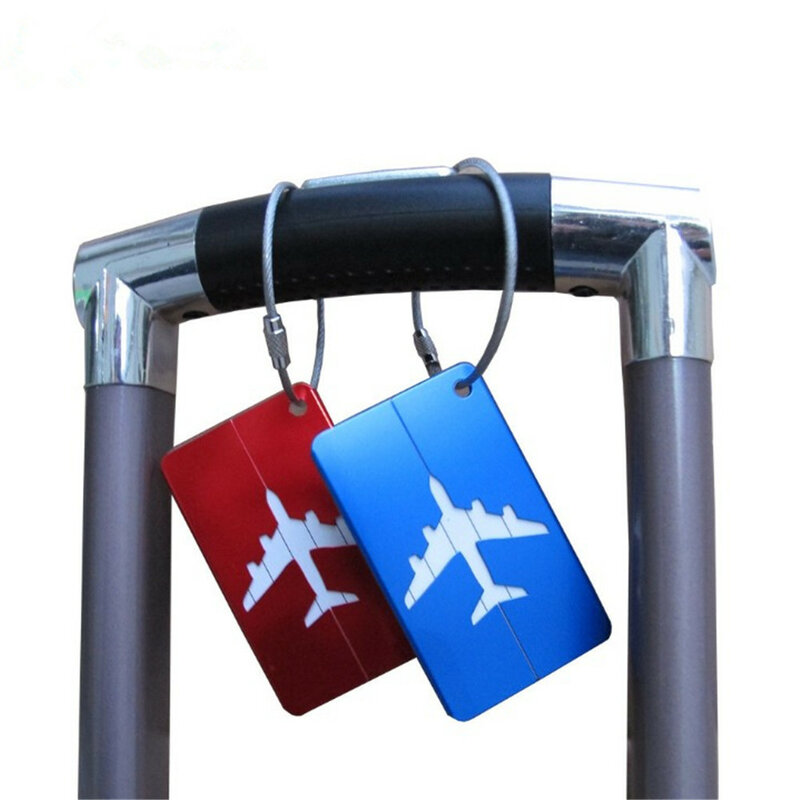 휴대용 알루미늄 합금 비행기 수하물 태그 가방 ID 이름 주소 홀더 수하물 탑승 라벨 카드 여행 액세서리