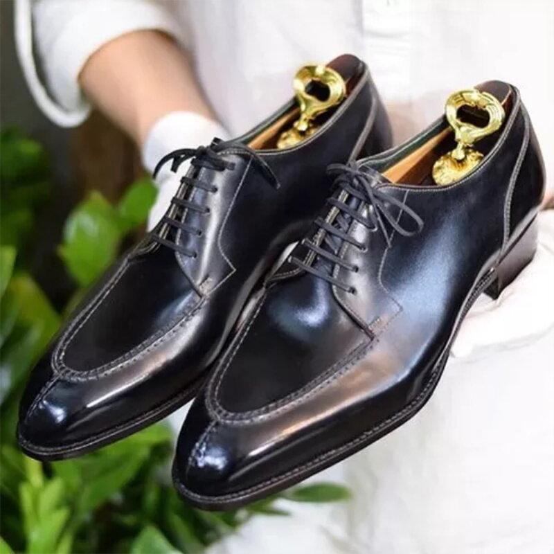 Sapato clássico masculino oxford com divisão de dedo para casamento, sapato social para homens zq0037