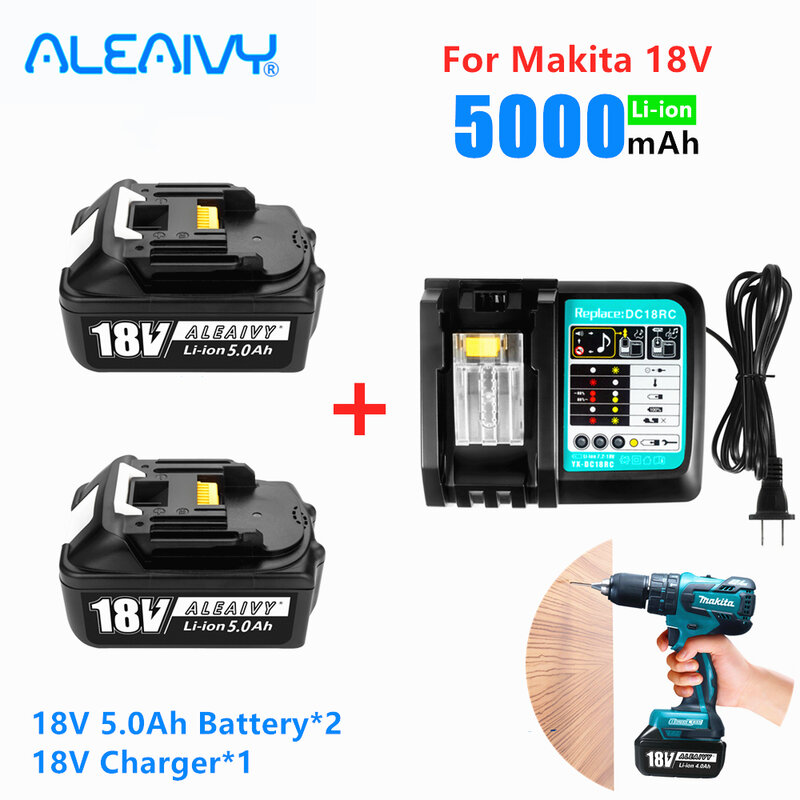 Bl1850 18 v 5.0ah bateria de substituição para makita ferramenta elétrica 5000mah bl1840 bl1860 bateria com display led de energia 18 v 5a + dc18rc