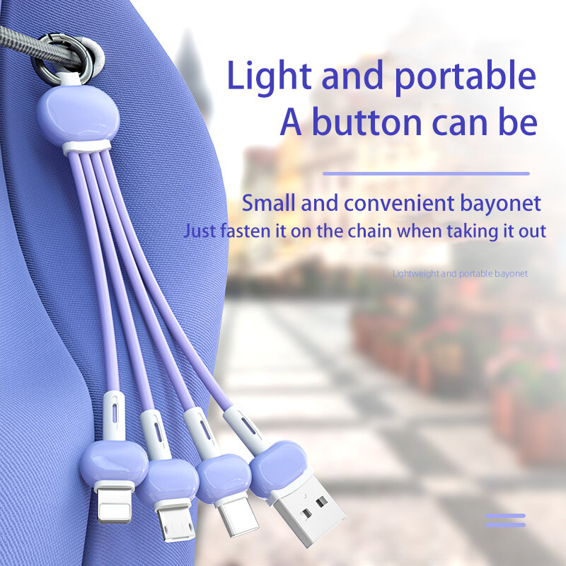 Cable de carga para teléfono móvil, Micro USB, tipo C, 8 pines, para iPhone 13, 12, 11, Huawei P40 Pro, S10, 2.4A, 3 en 1