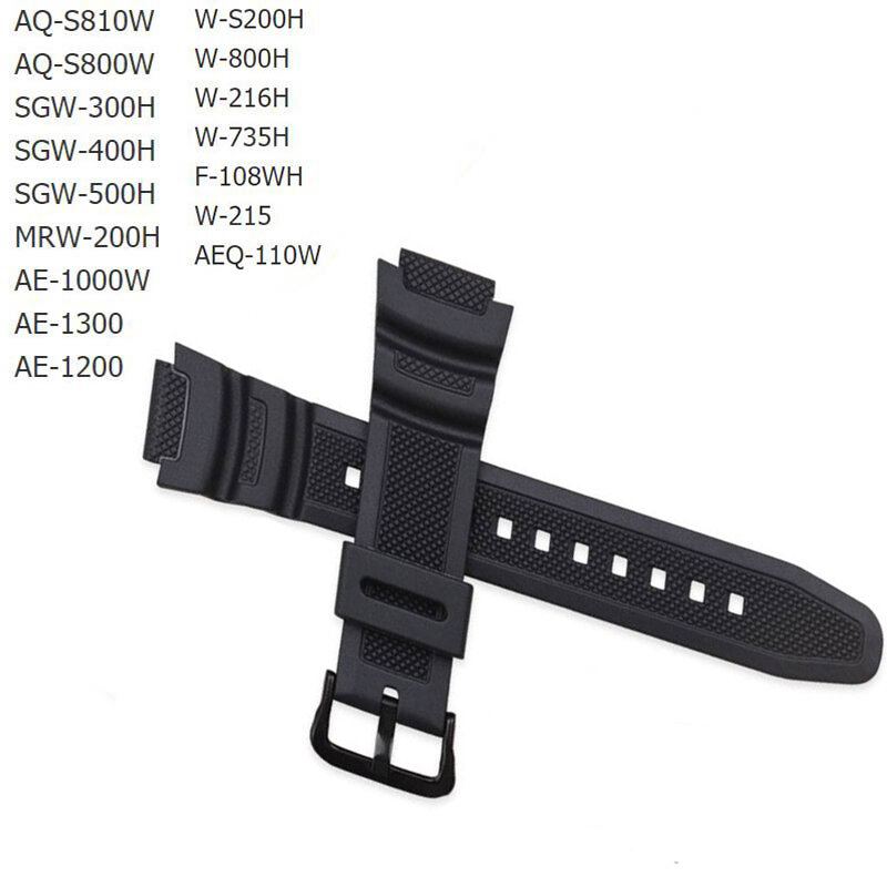 Rubber Strap Suitable for-Casio AE-1000w SGW-400H / SGW-300H Silicone Watchband Pin Buckle Strap Watch Wrist Bracelet Black