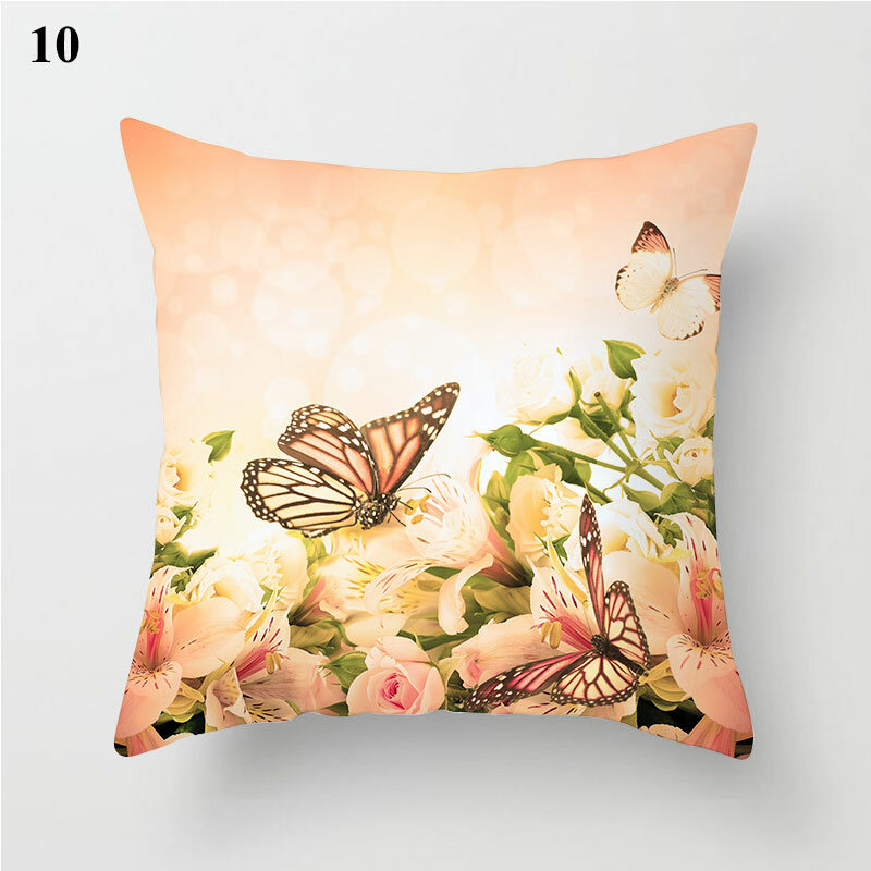 Fronha decorativa com borboletas e flores, capa de almofada para decoração de casa e carro, colorida, almofada de sofá