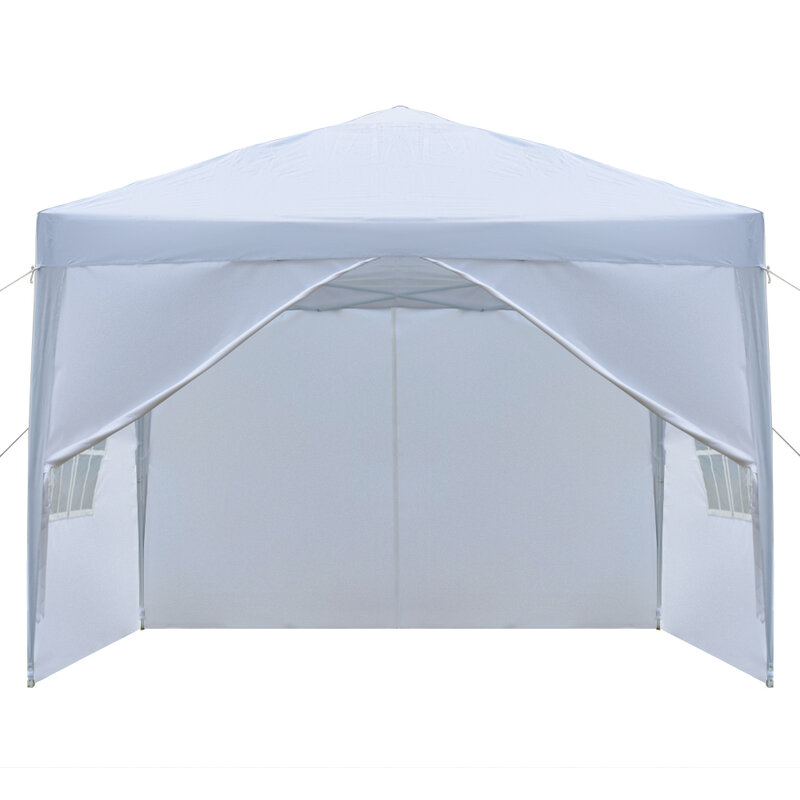 【미국 창고】 3x3m, 문 2 개 & 창문 2 개 실용적인 방수 직각 접이식 텐트 흰색