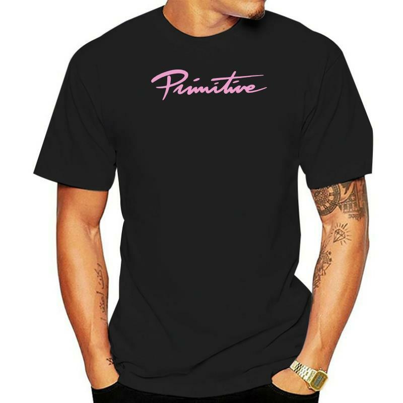 Primitieve Skateboarden Nuevo Script T-shirt Navy Roze Apparel Mens Medium Grote Hiphop Tee Shirt, Nieuwe Aankomst Tees