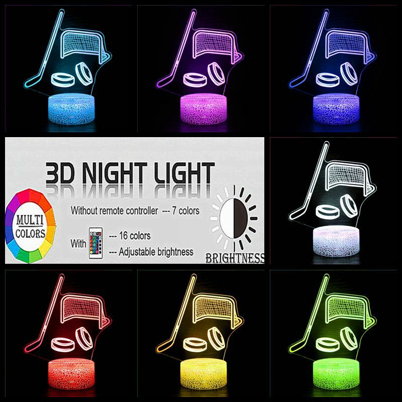 3d light ice hockey sports series LED night light creative gift holiday couple home bedroom decoration game toy model USB light