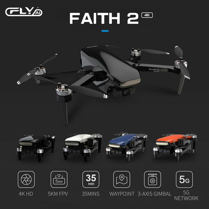 CFLY Faith 2 GPS 3 Sumbu Gimbal Fpv Drone Quadcopter C-FLY ☛2 Helikopter Dapat Dilipat 4K Foto Video Kamera SONY Ambarella